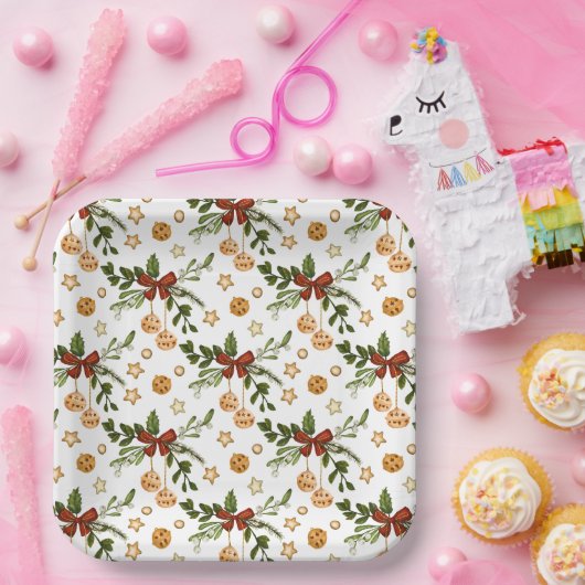 Rode bogen en Jingle Bells Papieren Bordje (Feest)