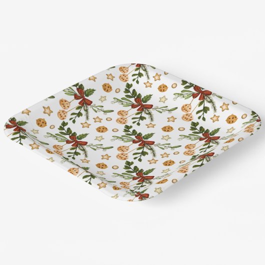 Rode bogen en Jingle Bells Papieren Bordje (Gebogen)