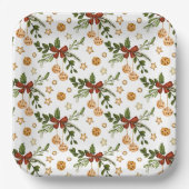 Rode bogen en Jingle Bells Papieren Bordje (Voorkant)