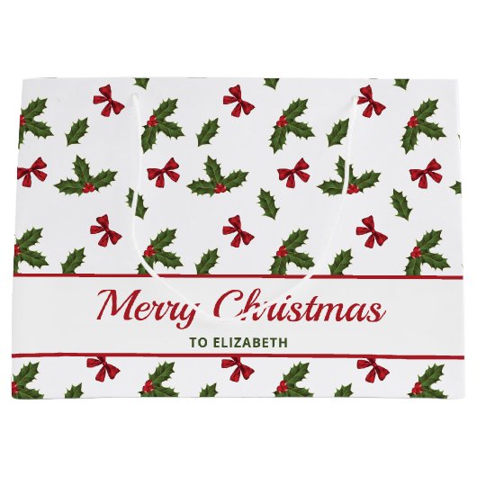 Rode bogen en kerstheilige Planten Groot Cadeauzakje (Voorkant)