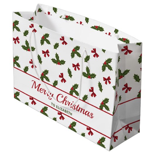 Rode bogen en kerstheilige Planten Groot Cadeauzakje (Achterkant Gekanteld)