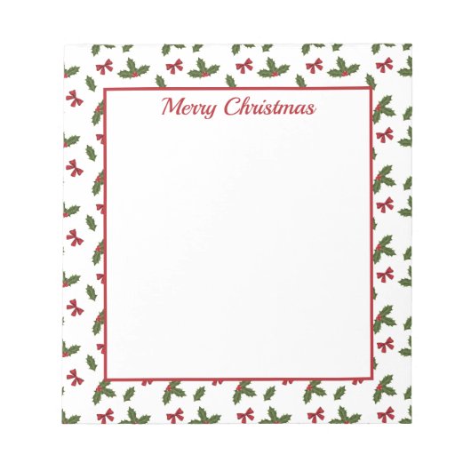 Rode bogen en kerstheilige Planten Notitieblok (Voorkant)