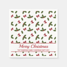 Rode bogen en kerstheilige Planten Servet