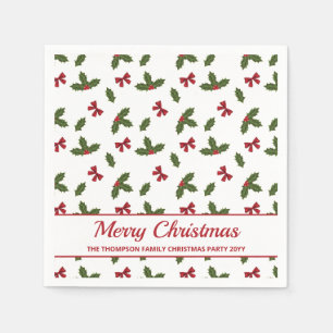Rode bogen en kerstheilige Planten Servet
