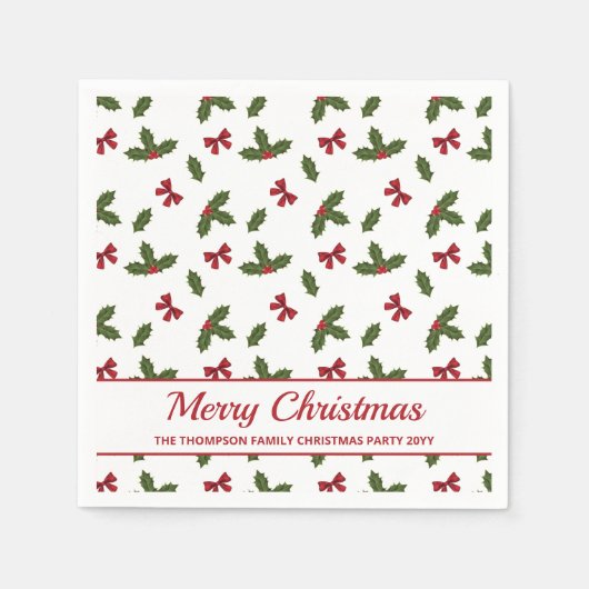 Rode bogen en kerstheilige Planten Servet (Voorkant)