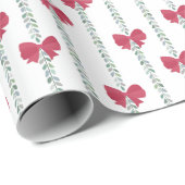 Rode Bogen & Garland Patroon voor kerstcadeaus Cadeaupapier (Rol Hoek)
