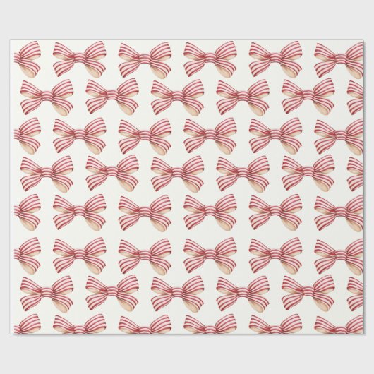 Rode Bogen Kerst Wrapping Paper Cadeaupapier (Vlak)