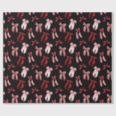 Rode bogen op zwarte achtergrond cadeaupapier (Vlak)