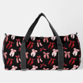 Rode bogen op zwarte achtergrond plunjezak (Achterkant)