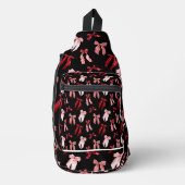 Rode bogen op zwarte achtergrond sling bag (Voorkant)