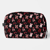 Rode bogen op zwarte achtergrond toilettasje (Voorkant)