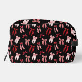 Rode bogen op zwarte achtergrond toilettasje (Achterkant)