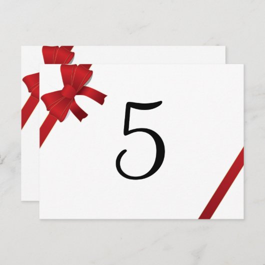Rode Bogen Winter Trouwtafel Nummer Briefkaart (Voorkant / Achterkant)