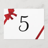 Rode Bogen Winter Trouwtafel Nummer Briefkaart (Voorkant)