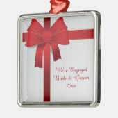Rode bogen Winter Verloving Metalen Ornament (Links)
