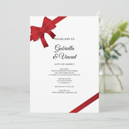 Rode bogen Winter Weddenschap Kaart (Staand voorkant)