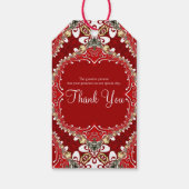 Rode Boheemse Batik Monogram Huwelijk Cadeaulabel (Achterkant)