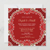 Rode Boheemse Batik Monogram Huwelijk Kaart (Achterkant)