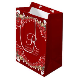 Rode Boheemse Batik Monogram Huwelijk Medium Cadeauzakje