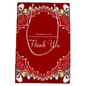 Rode Boheemse Batik Monogram Huwelijk Medium Cadeauzakje (Achterkant)