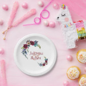 Rode boho bloemen papieren borden bordje (Feest)