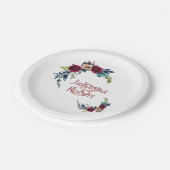 Rode boho bloemen papieren borden bordje (Gekanteld)