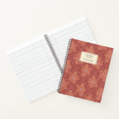 Rode Boho Chic Linnen Textuur Bloemen Aangepaste U Notitieboek (Binnen)