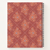 Rode Boho Chic Linnen Textuur Bloemen Aangepaste U Notitieboek (Achterkant)
