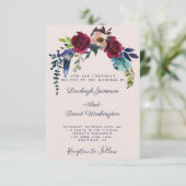 Rode boho floral bruiloft kaart (Staand voorkant)