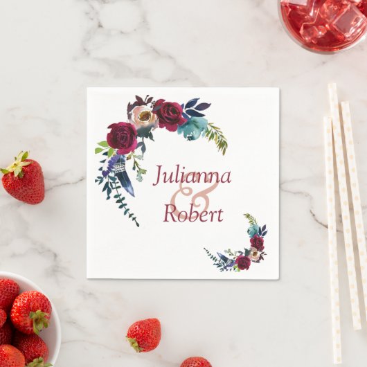 Rode boho florale luiers servet (Insitu)