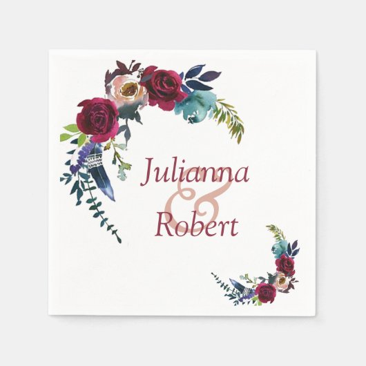 Rode boho florale luiers servet (Voorkant)