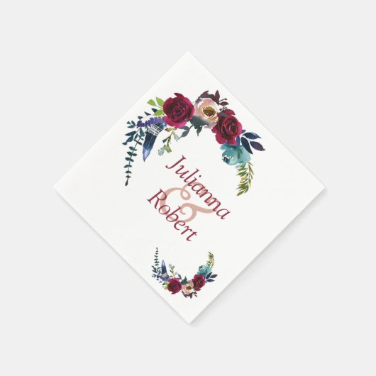 Rode boho florale luiers servet (Hoek)