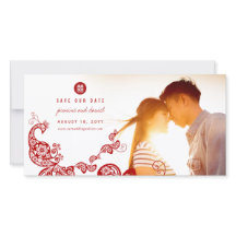 Rode Boho Pauw Chinese Dubbel Geluk Foto