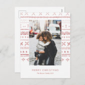 Rode Boho Print Vakantie Fotokaart Feestdagenkaart (Voorkant / Achterkant)