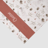 Rode Boho Woodland Winterberry Monogram Tissuepapier (Detail)
