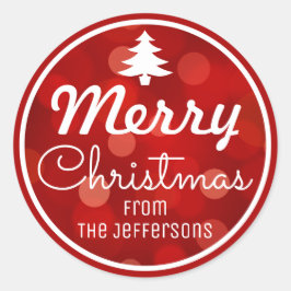 Rode Bokeh achtergrond aangepaste kerst Ronde Sticker