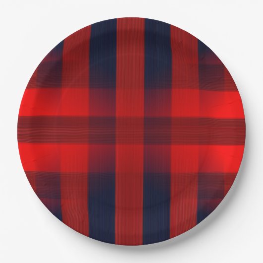Rode Bokeh Buffalo Plaid Papieren Bordje (Voorkant)