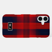 Rode Bokeh Buffalo Schotse Ruit Monogram iPhone Hoesje (Achterkant horizontaal)