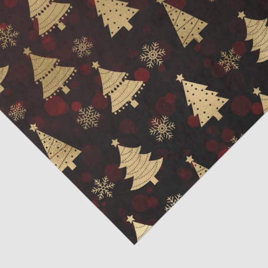 Rode Bokeh en goudfolie kerstbomen Tissuepapier (Detail)