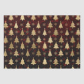 Rode Bokeh en goudfolie kerstbomen Tissuepapier (Voorkant)