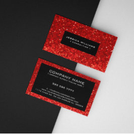 Rode Bokeh Glitter & Glitters Zwarte Accenten Visitekaartje