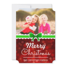 Rode Bokeh Groene Lint Kerstmis Aangepaste Fotokaa