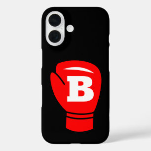 Rode bokshandschoen logo aangepaste monogram iPhone 16 hoesje