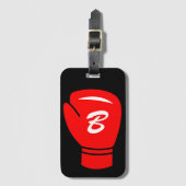 Rode bokshandschoen met aangepaste initiaal reizen bagagelabel (Voorkant (verticaal))