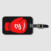 Rode bokshandschoen met aangepaste initiaal reizen bagagelabel (Voorkant (horizontaal))