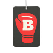 Rode bokshandschoen met aangepaste monogram opknop luchtverfrisser (Voorkant)