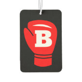 Rode bokshandschoen met aangepaste monogram opknop luchtverfrisser (Achterkant)