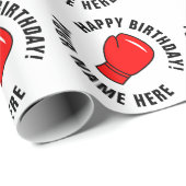 Rode bokshandschoen Verjaardag inpakpapier (Rol Hoek)