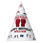 Rode Bokshandschoenen Kids Verjaardagsfeest Knocko Feesthoedjes (Voorkant)