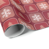 Rode bomen en Snowflakes Patchwork kerst Cadeaupapier (Rol Hoek)